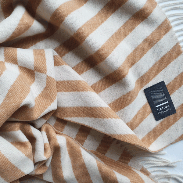 Eco-Cashmere Throw Blanket - Metronomic- Beige - Sabba Designs