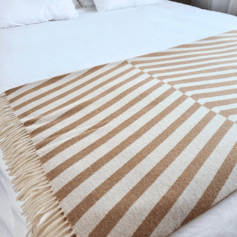 Eco-Cashmere Throw Blanket - Metronomic- Beige - Sabba Designs