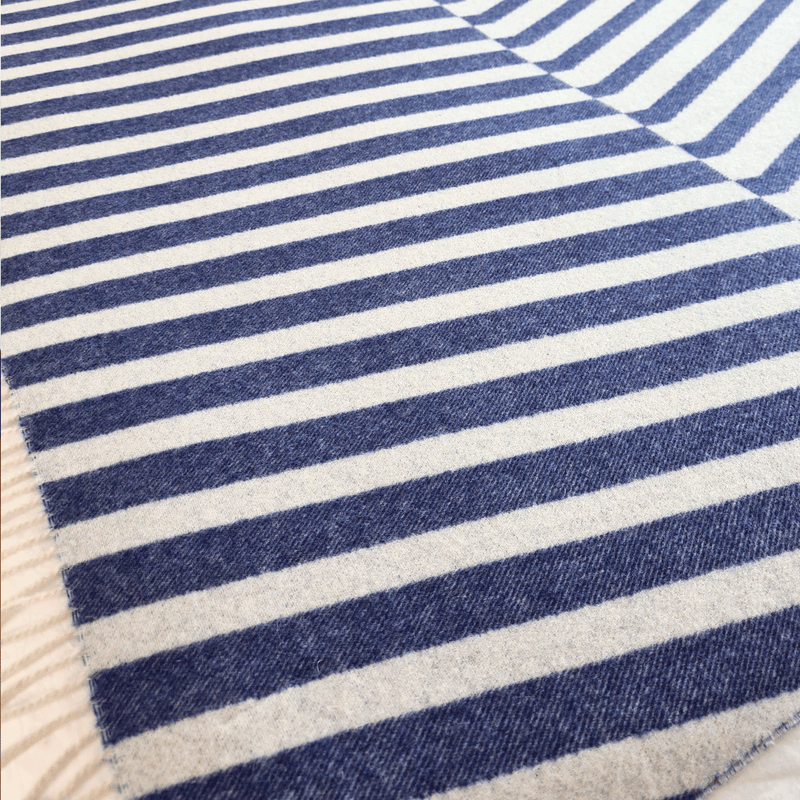 Eco-Cashmere Throw Blanket - Metronomic- Navy - Sabba Designs